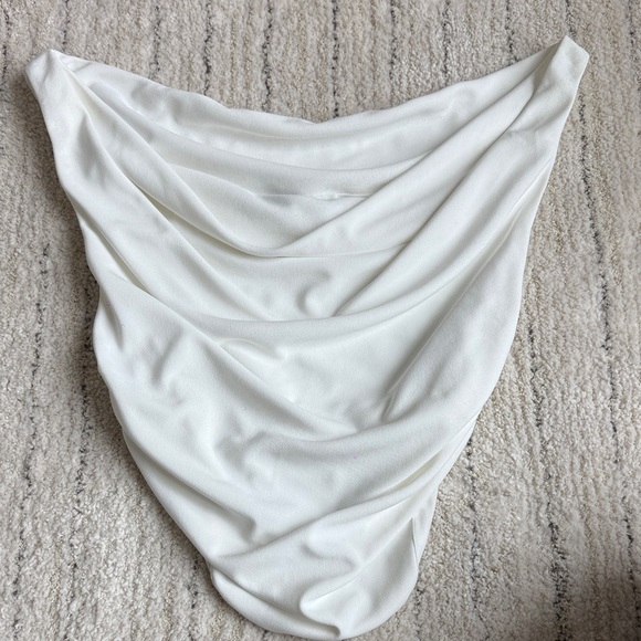 Zara White Draped Crop Top - Picture 1 of 4